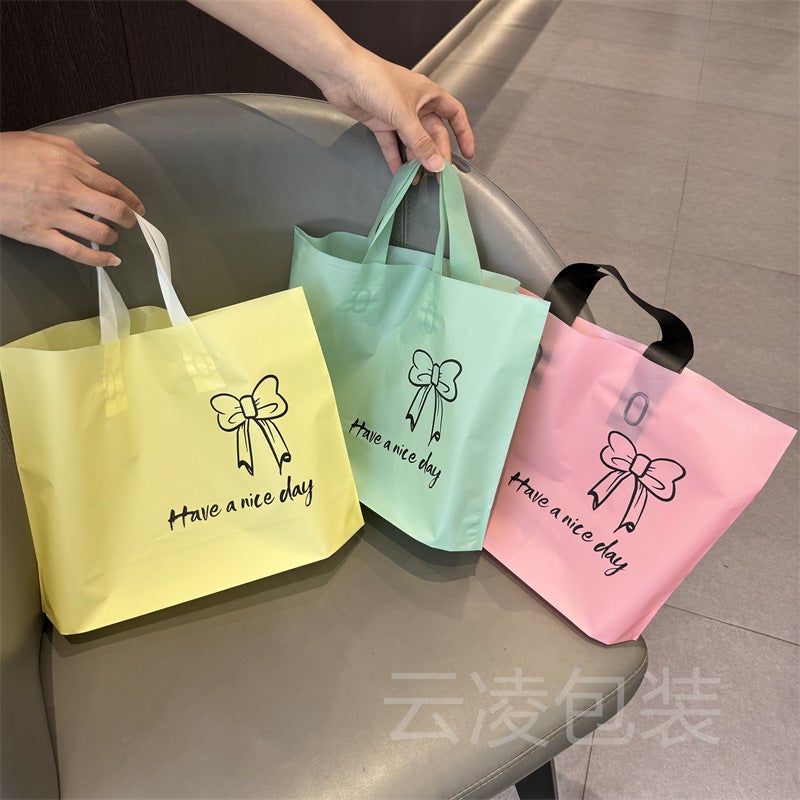 Frosted Plastic High-End Thickened Women'S Clothing Clothing Store Handbag Ins Bow Packaging Gift Shopping - Image 5